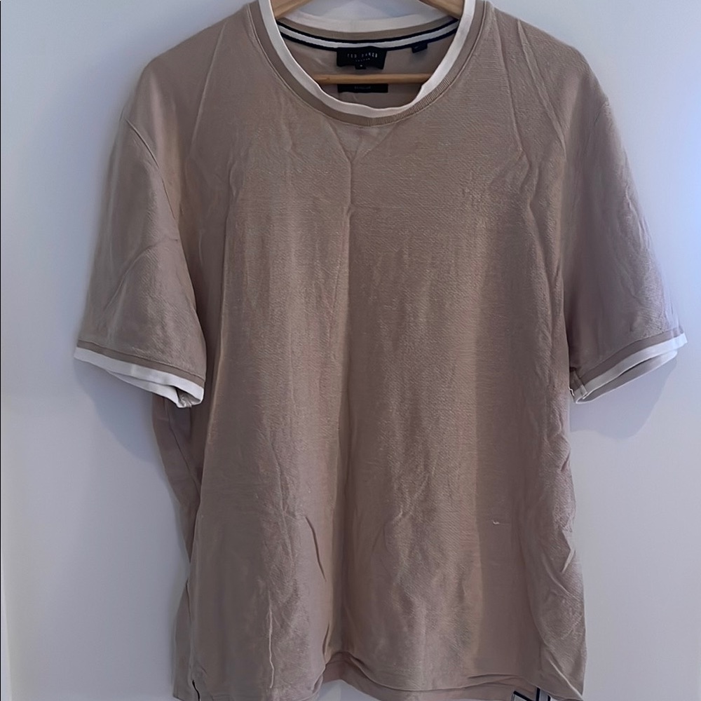 Ted Baker Tan Short Sleeve Tee with Ringer Detailing